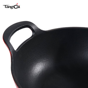 Plat Balti Traditionnel Rond <span class=keywords><strong>en</strong></span> <span class=keywords><strong>Fonte</strong></span> Émaillée de 26 cm (10,25 po) de Diamètre, 3QT, Compatible Wok, Idéal pour Braiser, Frire et Mijoter - Product Image 4