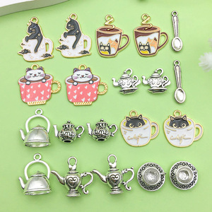 Pendentif Chat en Alliage d'Argent Antique pour Théière et Tasse à Thé, Accessoires de Bijoux DIY Formes Mixtes pour Projets Créatifs - Product Image 4