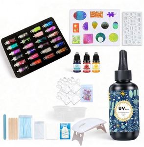 Kit de Manualidades de Curado Rápido, Moldes de Silicona Epoxi Transparentes y Resistentes para DIY, Colgantes, Llaveros, Accesorios con Brillantina, Flores, Herramientas, TOYSRUNNER - Product Image 1