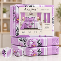 Ensemble de literie 8 pièces pour lit Queen/King, imprimé moderne, drap-housse, drap plat et rideaux assortis – Vente en gros