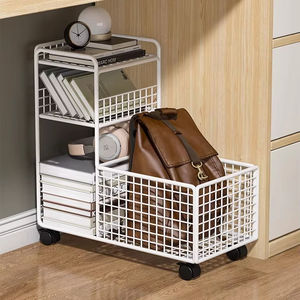 Caja de almacenamiento de libros para escritorio de estudiantes con ruedas, carrito de almacenamiento de archivos de malla, organizador de <span class=keywords><strong>cubos</strong></span> de archivos tamaño carta, almacenamiento doméstico de hierro ecológico con ruedas - Product Image 1