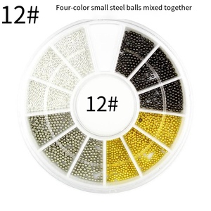 Nouveaux accessoires pour nail art SunelPort, petites billes en alliage de quatre couleurs (1 mm, or, argent, <span class=keywords><strong>gris</strong></span>, noir, blanc), <span class=keywords><strong>caviar</strong></span> DIY, 12 compartiments, motif dessin animé - Product Image 2