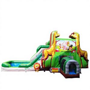 Tobogán inflable de jungla para fiestas infantiles al aire libre y castillo inflable comercial con zona de saltos. - Product Image 1