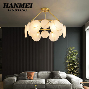 Lámpara de Techo Moderna Ajustable de Latón y Mármol con Base para Bombilla LED AC E14 HM-ZZ-8290, Lámpara Colgante Moderna para Dormitorio - Product Image 4