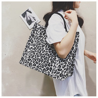 Sac fourre-tout en toile B&Y grande capacité à motif zèbre, pied-de-poule, léopard et vague, sac bandoulière léger avec support pour ordinateur portable A4, toutes saisons
