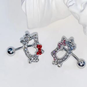 <span class=keywords><strong>2025</strong></span> thời trang đáng yêu phim hoạt hình mèo đảo ngược thanh pha lê Navel piercing cho phụ nữ cô gái thép không gỉ mèo bụng nút Nhẫn - Product Image 5