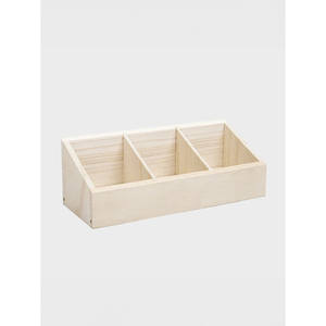 Panier en bois rembourré à trois compartiments pour boîtes de papier et de médias - Product Image 1