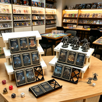 Plateau Organisateur de Cartes en Acrylique à 3 Emplacements Inclinés pour Bureau de Jeu, Présentoir pour Joueurs de TCG, Organisation de Decks de Table