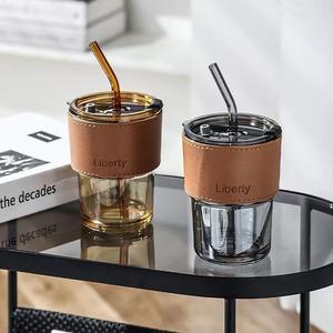 Tasse en <span class=keywords><strong>Verre</strong></span> Isotherme Portable Personnalisée Haut de Gamme avec Paille pour Café ou <span class=keywords><strong>Eau</strong></span>, Idéale pour le Bureau ou la Maison - Product Image 2