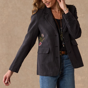 Novedad en ropa de oficina para mujer, Moda de Primavera y verano, talla grande, bordado Floral clásico, con un solo botón, transpirable - Product Image 1