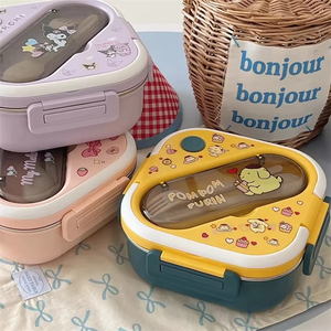 Lonchera Bento Sanrio Kuromi My Melody Hello Kitty de 3 Compartimentos, Doble Nivel, a Prueba de Fugas, Ecológica, de Plástico de Grado Alimenticio, Apta para <span class=keywords><strong>Microondas</strong></span> - Product Image 4