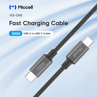 Cable de Carga USB-C a USB-C Miccell de 100W con Carga Rápida PD y Transmisión de Datos de Alta Velocidad para Usuarios de Teléfonos y Tabletas