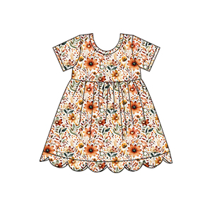 Robe d'été pour bébé fille GSD4157, imprimé fleurs, manches courtes, respirante, longueur genou, robe pour la rentrée scolaire des enfants - Product Image 3
