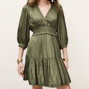 Vestido Mini Bohemio con Cuello en V para Mujer, Vestido con Mangas Abullonadas, Cintura Fruncida y Volantes en Capas - Product Image 2