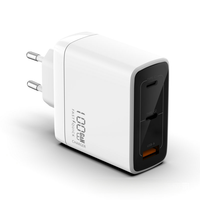 Bloc chargeur mural USB C 100W, 3 ports multi-GaN II Smart PD, charge ultra-rapide, adaptateur secteur compact pour ordinateurs portables, iPhone Galaxx