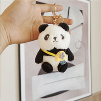 Porte-clés personnalisable en peluche de panda de dessin animé en fibre de polyester, jouet en peluche, mascotte, souvenir, cadeau, poupée pour machine à grue, vente en gros