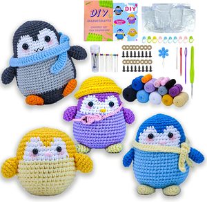 Tự Làm Làm Bằng Tay Crochet Kit Set Chim Cánh Cụt Handmade Crochet Túi Đồ Chơi Búp Bê Chất Liệu Gói Kit Hướng Dẫn Cho Người Mới Bắt Đầu Người Lớn Đan - Product Image 1