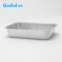 Premium 6x4 Zoll Glatte Aluminiumfolie-Behälter 11 Unzen Heißversiegelbare Flugzeug-Mahlzeitentabletts Knitterfreie Silberne Alufolienbehälter