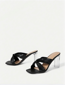 รองเท้าสไลด์ผู้หญิงสำหรับฤดูร้อน แฟชั่นทันสมัย ส้นสูง ใส่สบาย แบบสวมเปิดนิ้วเท้า พื้นยาง ทนทาน สวยงาม - Product Image 5