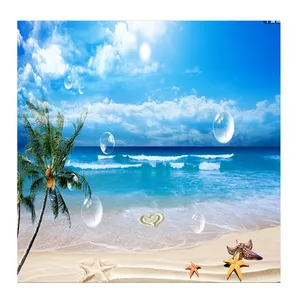 KOMNNIEuropean und American Schöne Löwenzahn Kokosnuss baum Seascape Beach Hintergrund Wandbild Benutzer definierte 3D Wallpaper Aufkleber