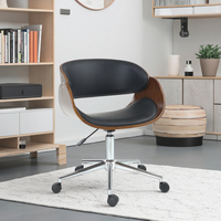 Chaise de bureau pivotante en cuir de style moderne avec cadre en bois, hauteur réglable, chaise de bureau confortable pour un usage domestique