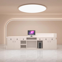 Bureaux de réception de cabinet médical en pierre naturelle bleue sur mesure, bureau de réception de clinique dentaire avec porte
