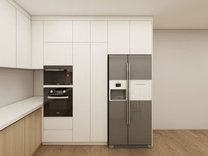 Ensemble de meubles de cuisine modernes avec évier, finition mélamine blanc et bois, dosseret imperméable - Product Image 5