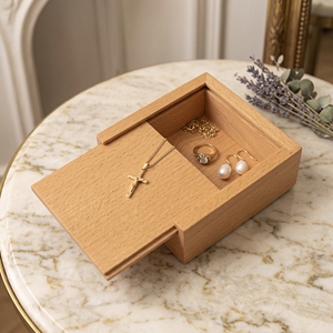 Boîte à bijoux en bois au design nouveau, avec couvercle coulissant personnalisé, boîte cadeau en bois avec couvercle extractible - Product Image 5
