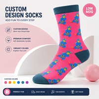 Chaussettes décontractées en coton doux et respirant, motif jacquard coloré, imprimé intégral personnalisé, motif de dessin animé amusant