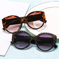 Lunettes de soleil circulaires en plastique au design tendance, grandes montures, branches métalliques, style vintage unisexe, protection UV400, modèle personnalisé 995-1