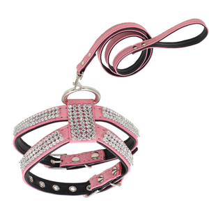 Small <b>Dog</b> K-shaped Water Diamond Pet Chest and Shoulder Strap Comfortable Fleece Net Diamond <b>Dog</b> Shoulder Strap cat Leash - Product Image 5