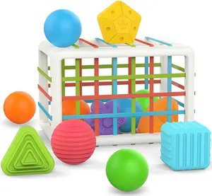 Frühes Lernen 12 Stück Baby Shape Sensory Sorting Toy mit Gummibändern