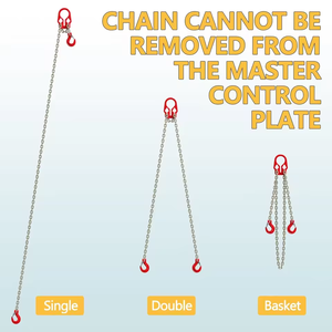 Eslinga de cadena de pie doble G80 de 5 toneladas de 10mm con eslabón principal, gancho de horquilla de 3t y eslabón de acoplamiento de 3t - Product Image 3