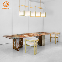 Ensemble de table à manger rectangulaire moderne de luxe 4 places 6 8 Meubles de salle à manger Ensemble de table à manger Plateau en marbre