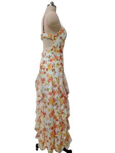 Nieuwe off-shoulder Europese en Amerikaanse mode chiffon geprinte feeërieke lange elegante avondjurk - Product Image 5