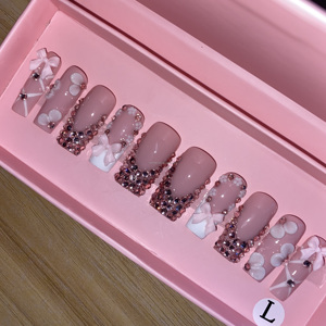 Promotion 2025 : <span class=keywords><strong>Faux</strong></span> Ongles Rectangulaires <span class=keywords><strong>XXL</strong></span> 3D Effet Cercueil Y2K Spicy Girl, Strass DIY, Faits Main, à Coller - Product Image 3