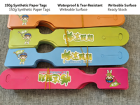 Étiquettes volantes jetables imperméables en stock, en papier synthétique, faciles à inscrire, pour l'enregistrement des bagages et la marquage des objets