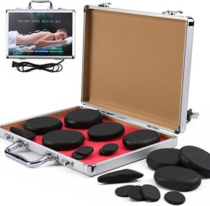 28 Pcs <strong>Hot</strong> <strong>Stones</strong> for Massage Basalt Stone Massage Professional <strong>Hot</strong> Stone Massage <strong>Kit</strong> with Aluminum Box for Home Spa Relaxing - Product Image 2