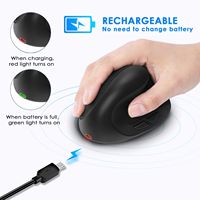 2.4G Mouse optik nirkabel vertikal 3D, Mouse optik besar ergonomis tangan kanan isi ulang Lithium desain berdiri tegak