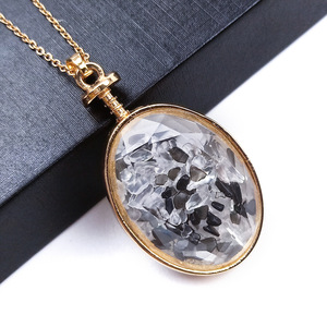 Collier pendentif bouteille à souhaits elliptique en strass de cristal, chaîne à maillons, cadeau, bijoux de mode - Product Image 3