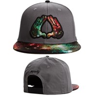 Topi Bordir Halcyon Couture Gray Galaxy 6 Panel Unisex Snapback Gaya Jalanan Dapat Disesuaikan