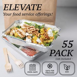 10, 20, 50 pièces de contenants alimentaires jetables en aluminium de qualité alimentaire, barquettes rectangulaires en aluminium avec couvercles - Product Image 3