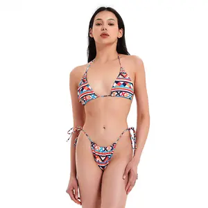 Drop Shipping eco-friendly fabric women swimwear recycled 3 piece bikini set sexy bathing suit beachwear