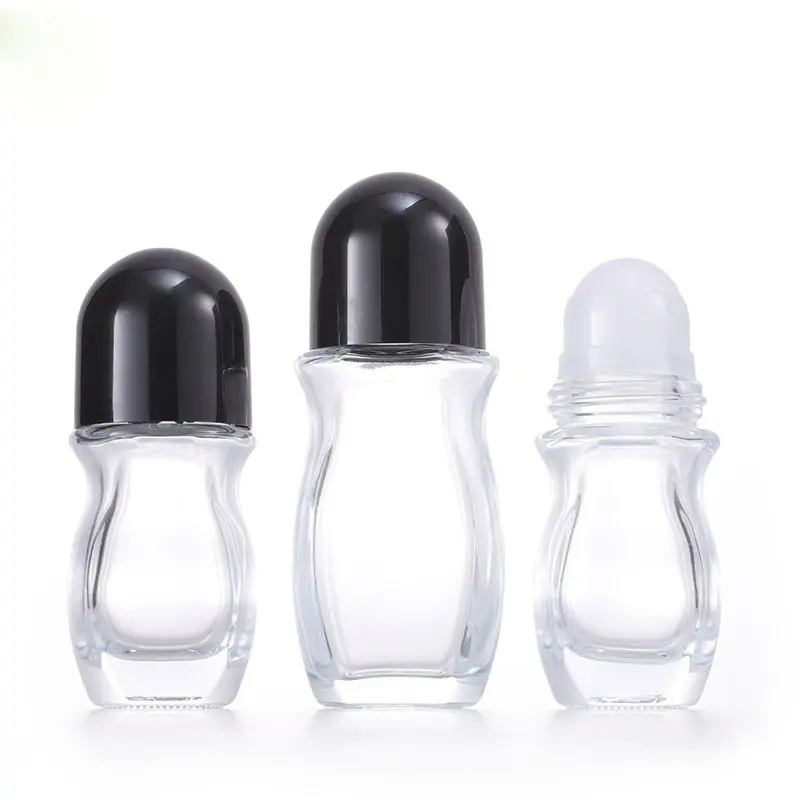 Transparent 30ml 50ml glass roller bottle for essential oil massage oil