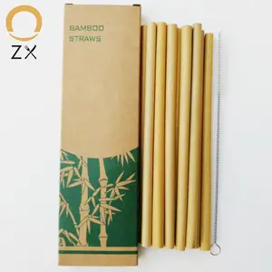 Grosir sedotan bambu alami ramah lingkungan yang dapat digunakan kembali dengan sikat