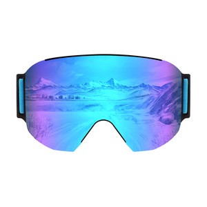 Masque de ski cylindrique double couche anti-buée avec lentille PC pour adulte, équipement de sport d'hiver et de montagne, cadre noir, verres bleus colorés - Product Image 1