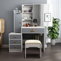 Commode de rangement moderne en acrylique avec structure en fer et miroir éclairé, table de maquillage multifonction pour chambre à coucher, mobilier transfrontalier