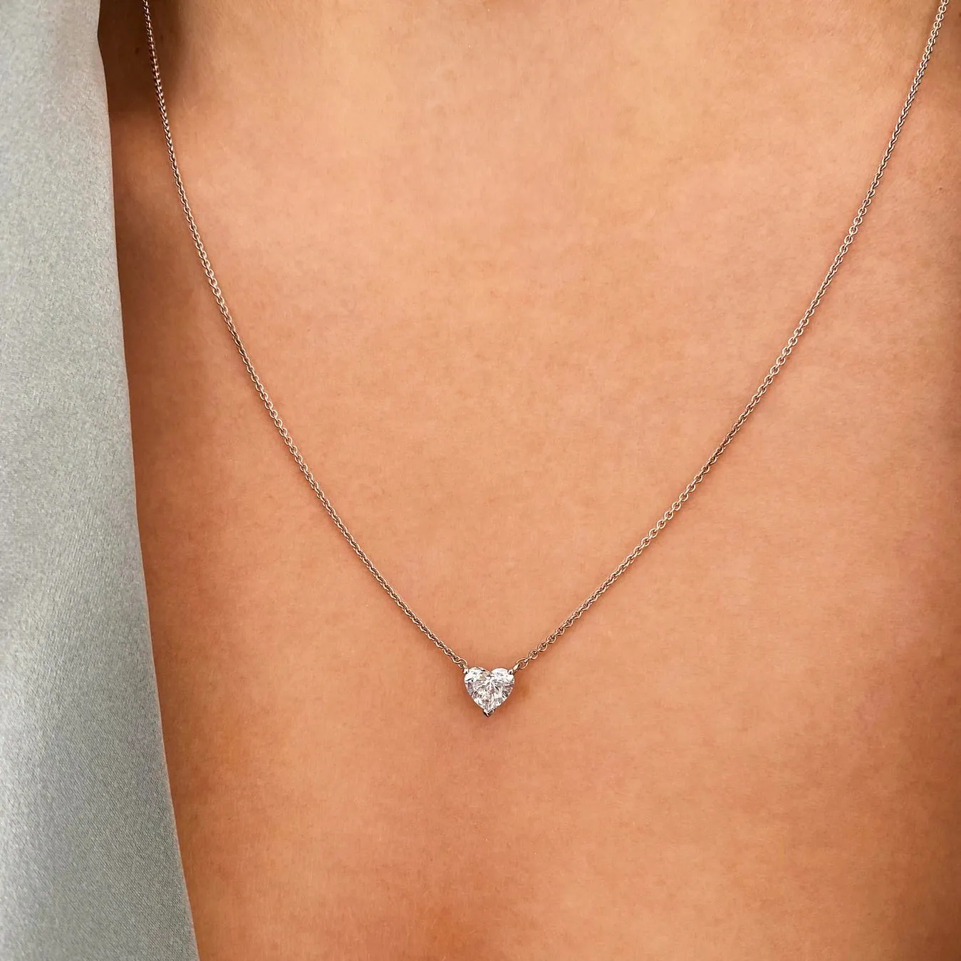 Custom Gepersonaliseerde Hoge Sieraden Zirconia Minimalistische 18K Vergulde Sterling Zilveren Hartvormige Diamant Ketting