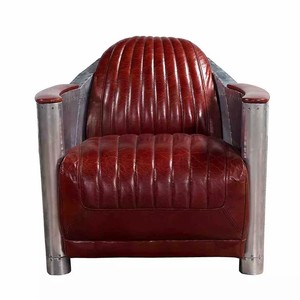 <span class=keywords><strong>Fauteuil</strong></span> <span class=keywords><strong>club</strong></span> en <span class=keywords><strong>cuir</strong></span> véritable avec revêtement en aluminium, salon, <span class=keywords><strong>fauteuil</strong></span> aviateur Tomcat - Product Image 5