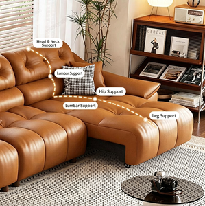 Divano in Pelle Italiana Personalizzato, Lussuoso e Minimalista, Componibile 3-4 Posti per <span class=keywords><strong>Hotel</strong></span>, Soggiorno e Arredamento Completo - Product Image 3